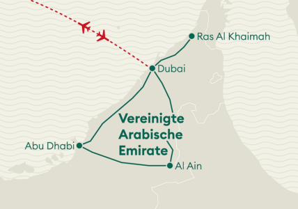 Reiseverlaufskarte Emirate Privatreise